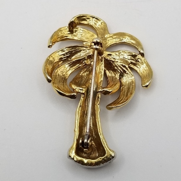 Liz Claiborne Pineapple Brooch Gold Silver Tone Palm Tree Tropical Pin Lot - Picture 10 of 13